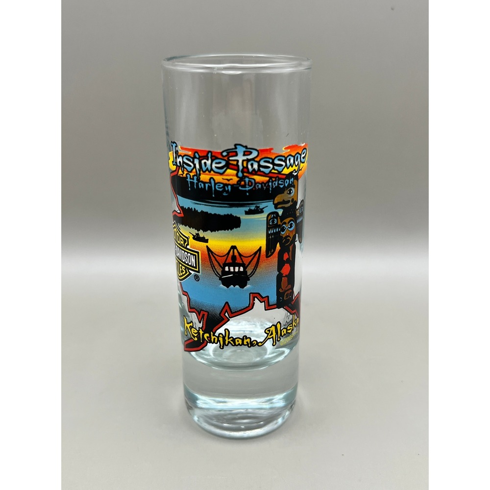 Harley-Davidson Inside Passage Ketchikan Alaska Shot Glass 2009 Totem Pole 4.25"
